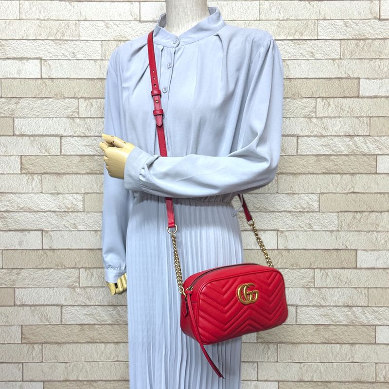 Gucci GG Marmont Shoulder Bag Leather 447632 Red Ladies Gucci  Gucci