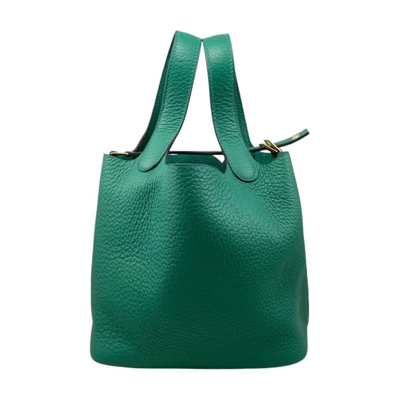 Hermes Handbag Picotin Lock PM W Engraved Taurillon Clemence Vertigo Green Gold
