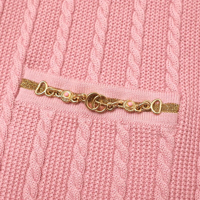 Gucci Dress Size S Knit Sleeveless Double G Chain Wool Cotton Made In