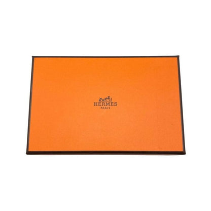 Hermes Card Case Coin Case Calvi Duo Engraved B Gold Brown Silver Hardware