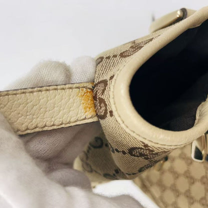 Gucci Abby GG Canvas Tote Bag Leather X Canvas Brown Shoulder Bag Gold 130736