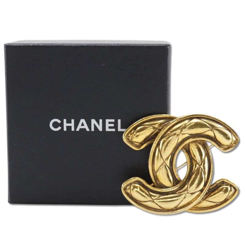 Chanel Coco Mark Matelasse Vintage Gold Plated Ladies 32.5g Brooch