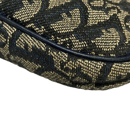 Dior/christian Dior Handbag Saddle Pouch Navy And Ivory Leather