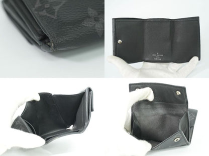Authentic Louis Vuitton LV Discovery Monogram Eclipse Fold Wallet Black Gray