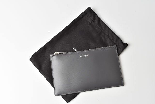 Unused Saint Laurent Paris Flap Pouch Clutch Bag Gray
