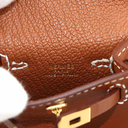 Exhibit Hermes Kelly Twilly Mini Bag Charm Tadelakt Fauve W Engraved Kelly