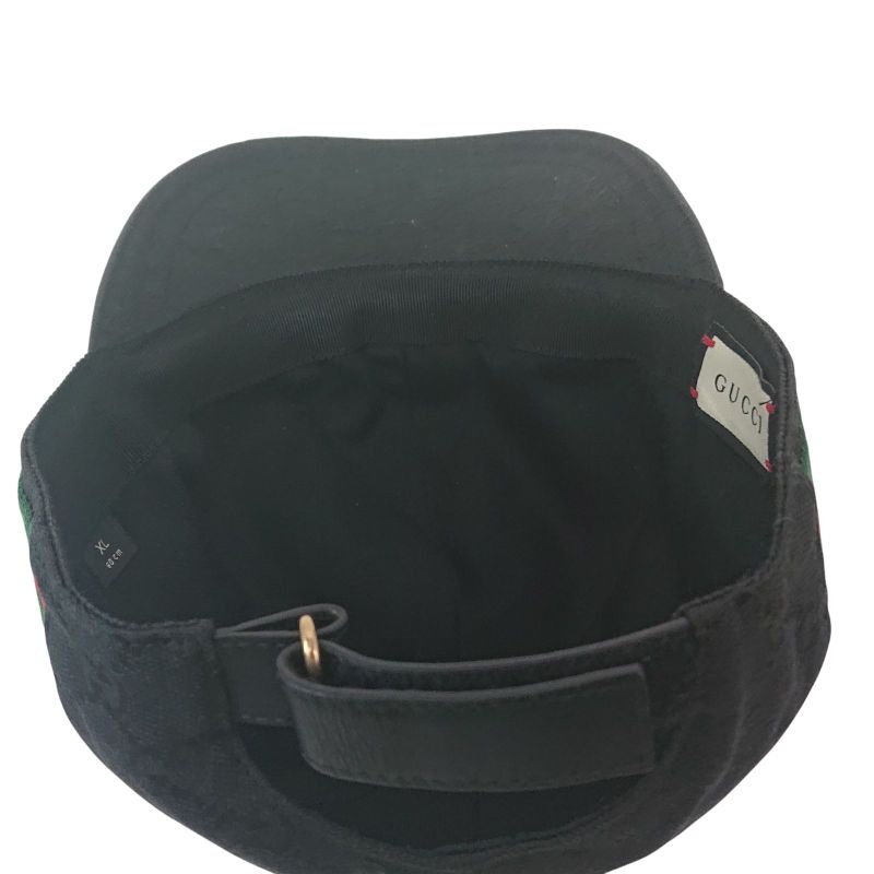 Gucci Cap Hat Sherry Line GG Canvas Black XL 60cm (23.62in)
