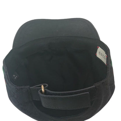 Gucci Cap Hat Sherry Line GG Canvas Black XL 60cm (23.62in)