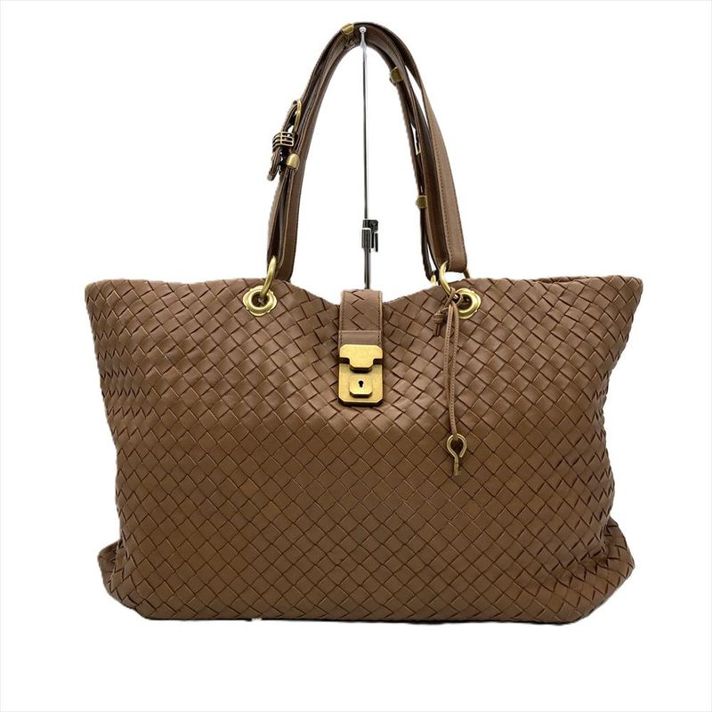 Bottega Veneta Intrecciato Capri Tote Leather Brown Gold Hardware Roma Unisex