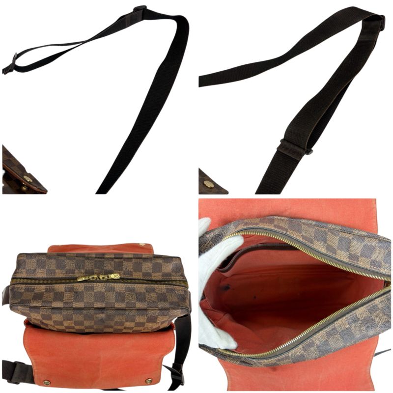 Louis Vuitton Damier Leather Ebene Naviglio Shoulder Bag Brown Crossbody Bag