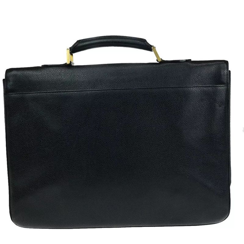 Chanel Business Bag Handbag Briefcase Black Leather 11ka220