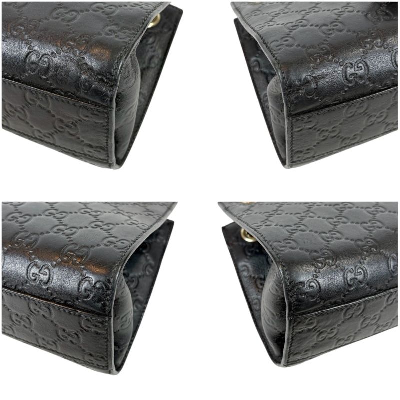 Gucci Chain Mini Shoulder Bag Sima Leather Black 2WAY Tassel Horsebit