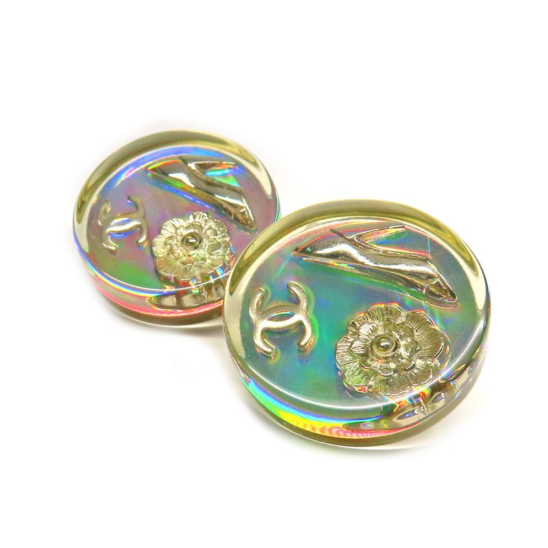 Chanel Earring Round Shape Coco Mark Camellia Heel Motif Pair 97P