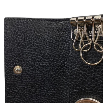 Gucci 473924 Double G 6-ring Key Case Key Ring Leather Black