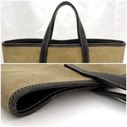 Loewe Tote Bag Beige Brown Anagram Excellent Condition Suede Leather