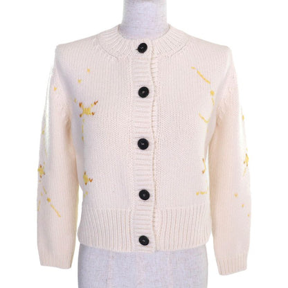 Christian DIOR 22AW 244g52ln320 Wool Cashmere Pixel Zodiac Leo Logo Button