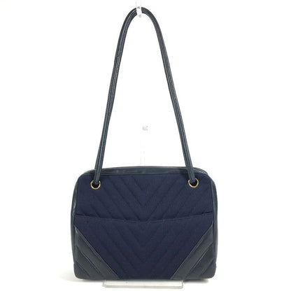 Chanel Shoulder Bag Quilted Jersey Navy