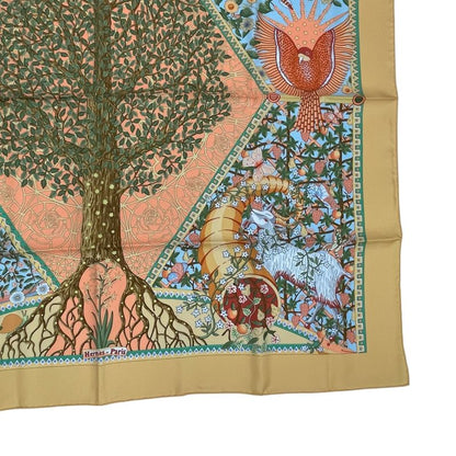Hermes 100% Silk Scarf Carre 90 AXIS Mundi Axis Of The World Multicolor