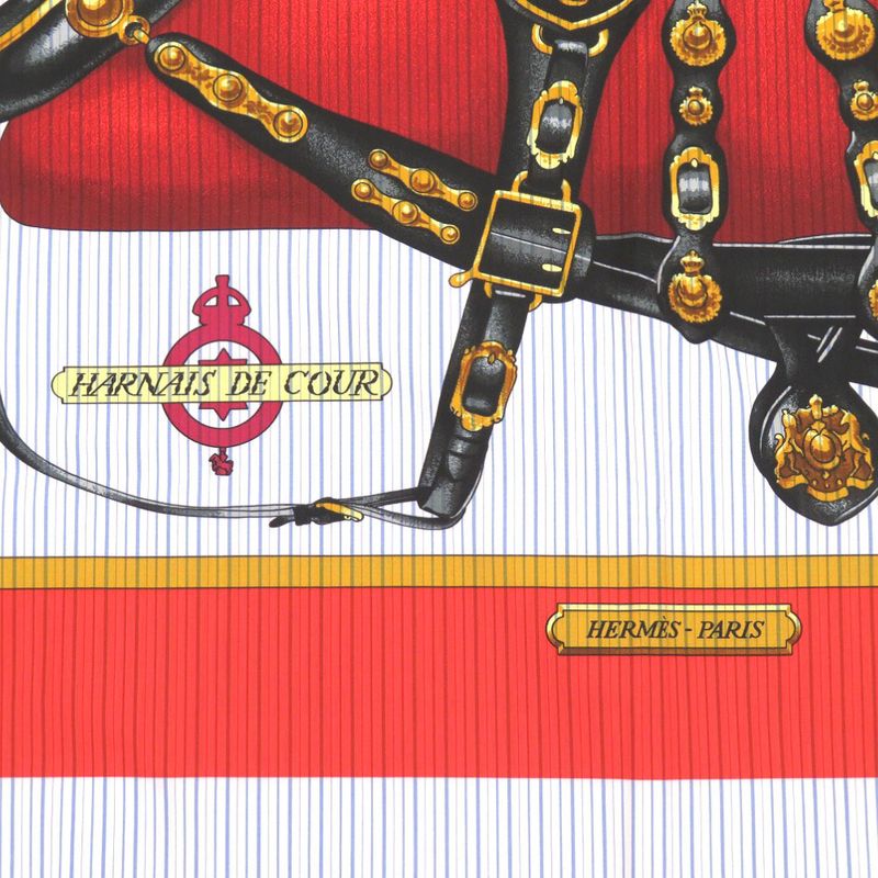 Hermes × Comme Des Garcons Collaboration Harnais DE COUR Cotton Blue Scarf