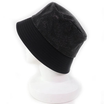 Prada 2021 2hc137 Logo Rhinestone Re-nylon Bucket Hat Black XL Made In Italy