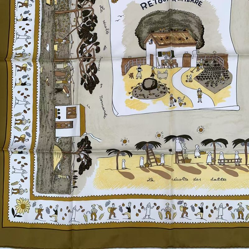 Hermes Carre 90 RE TOUR A LA Terre Homeward Bound Silk Scarf Blawan