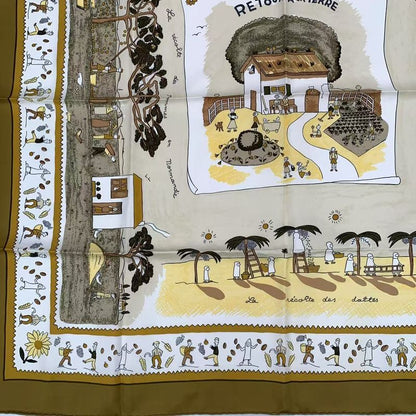Hermes Carre 90 RE TOUR A LA Terre Homeward Bound Silk Scarf Blawan