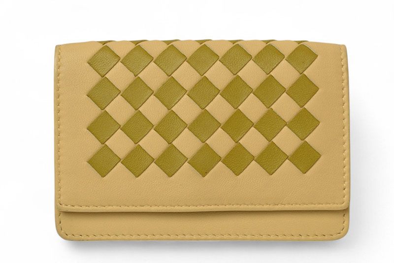 Bottega Veneta Coin Case Bottega Veneta Intrecciato Leather Beige Khaki Multi