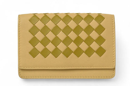 Bottega Veneta Coin Case Bottega Veneta Intrecciato Leather Beige Khaki Multi
