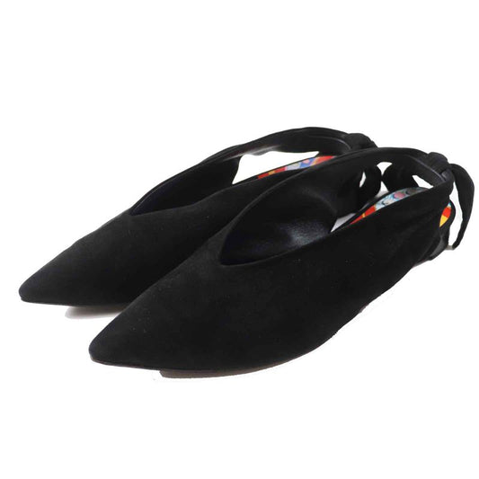 Hermes 2022 221013z Back Ribbon Pointed Toe Low Heel Suede Leather V Cut Pumps