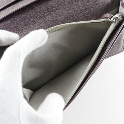 Chanel Camellia Coco Mark Leather Metallic Purple Women's Long Wallet