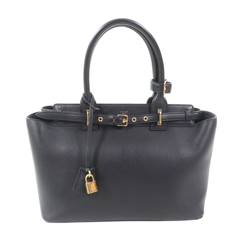 Celine 19987 Conti Bag Grained Calfskin Supple With Logo Padlock With Key Black