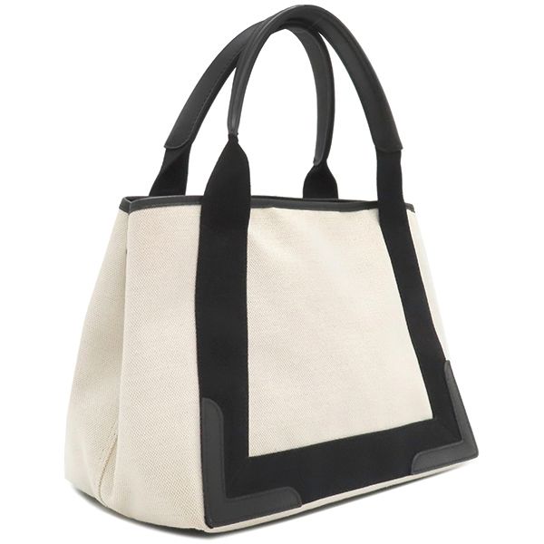 Balenciaga Tote Bag Navy Cabas Su Canvas Leather Ivory X Black Silver Hardware
