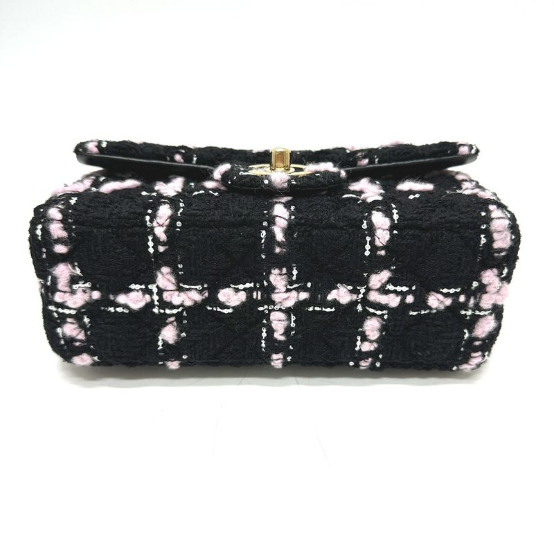 Chanel Shoulder Bag Mini Matelasse Mini Tweed Black