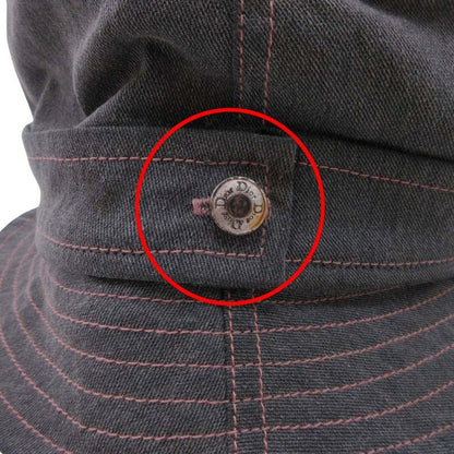 Good Christian Dior Pink Stitch Denim Bucket Hat Brim Hat 58 Gray Ladies Old