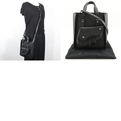 [dior] Christian Dior Saddle Mini Tote 2WAY Shoulder Bag Calf Black Ladies