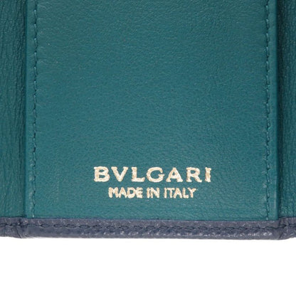 Bulgari Leather Blue 6-ring Key Case Blue 1469 Bvlgari Men's