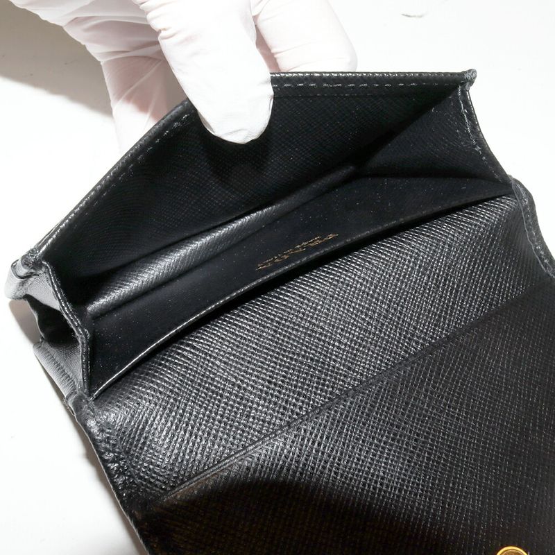 Prada Business Card Holder With Card Case Depth Saffiano Metal Calf Nero