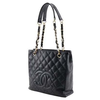Chanel PST Chain Tote Matelasse A20994 Caviar Skin Black Ladies Shoulder Bag