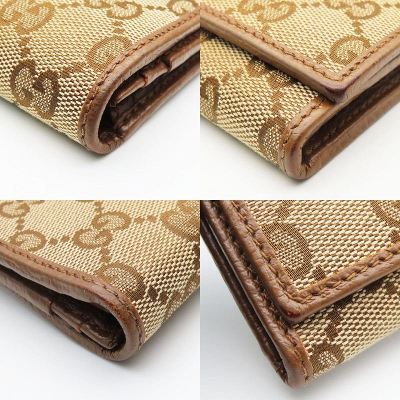 Gucci Long Wallet 346058 GG Canvas Leather Brown Fold Small Women Ladies Women