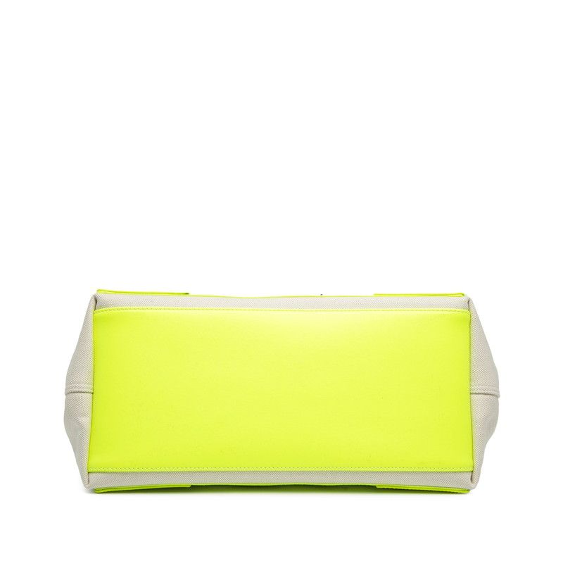 Balenciaga Navy Cabas Su M 581292 Beige Yellow Canvas Women's Balenciaga