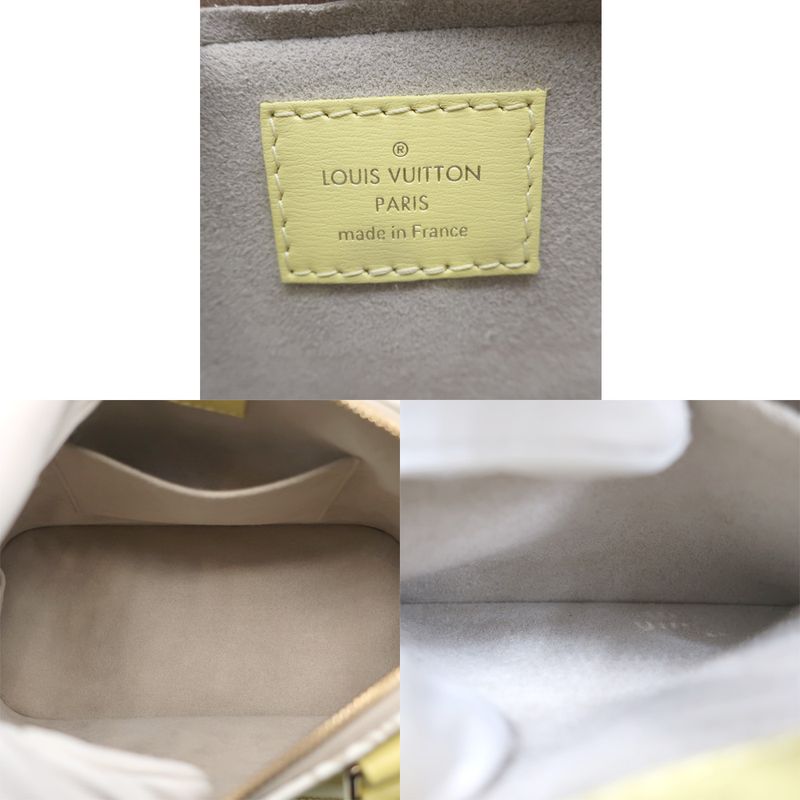Louis Vuitton Alma BB M53476 Canvas Leather Light Gray Yellow Handbag