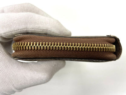 Gucci GG Supreme FAKE NOT PVC × Leather Round Zip Wallet Long Wallet 636169