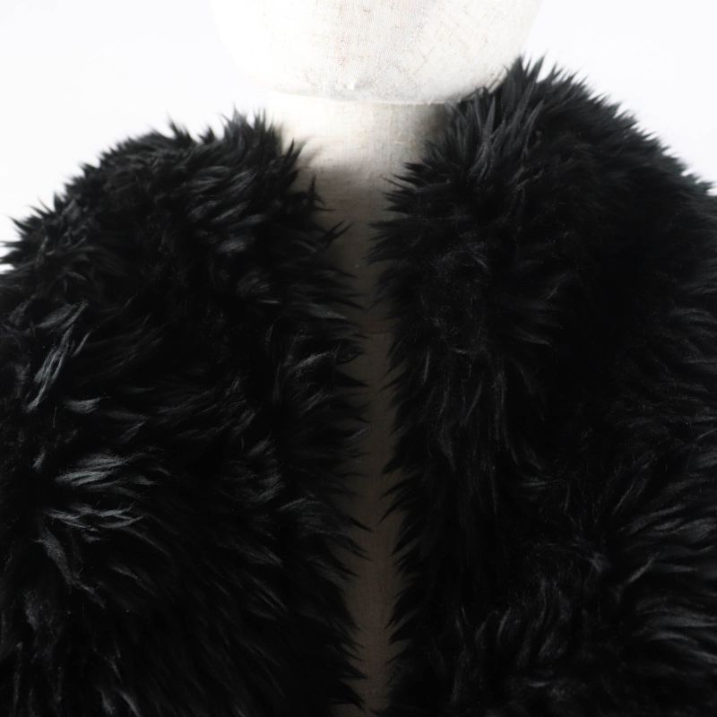 Balenciaga 719232 Faux Fur Large Shawl With Logo Tag And Hood Black 156 X 48cm