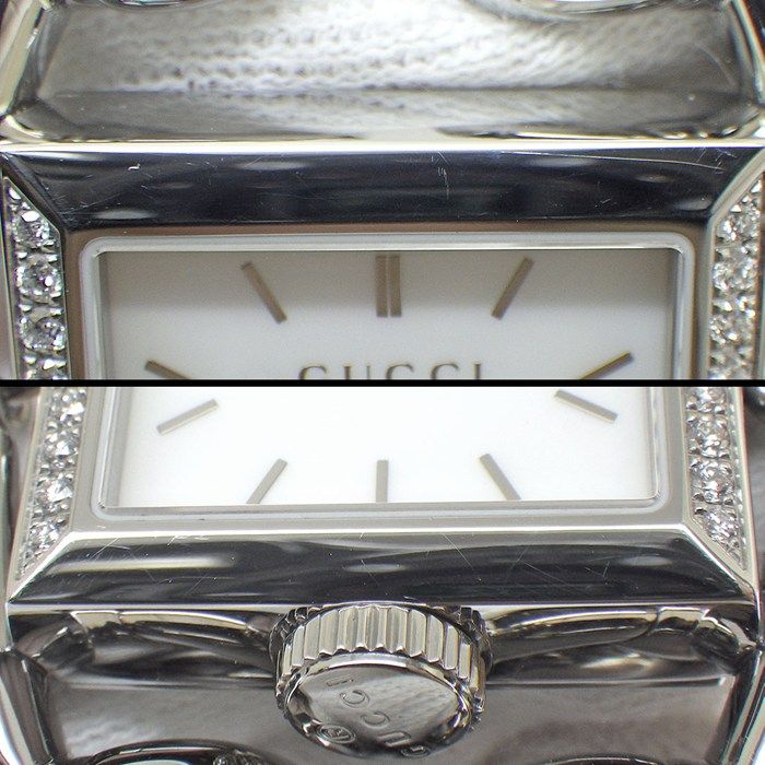 Gucci Watch Signoria 1163/ya116307 Horsebit Motif Diamond Bezel Square White