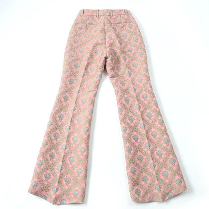 Gucci 621738 Silk Blend Flower Jacquard Flared Center Press Pants Pink 36 Made