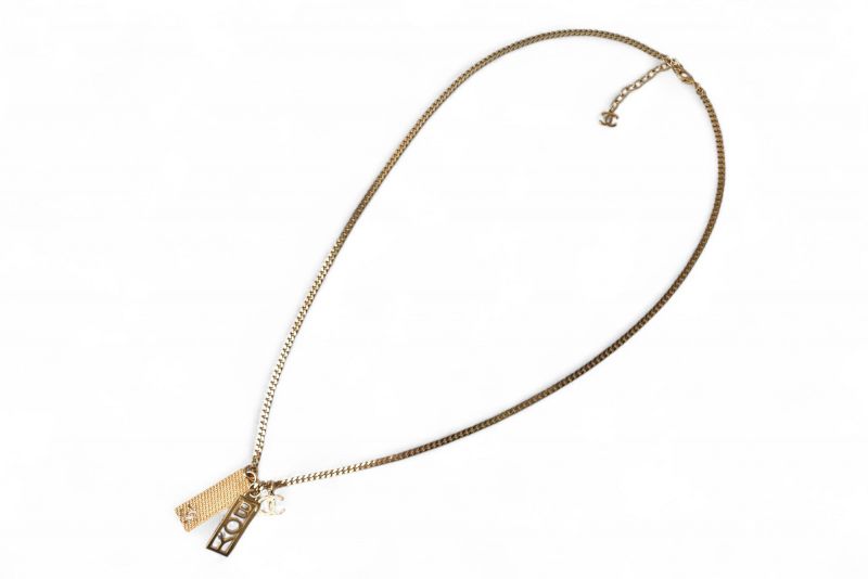 Chanel Long Necklace Pendant BOY Chanel Boy Chanel Coco CC Tag C22P Gold