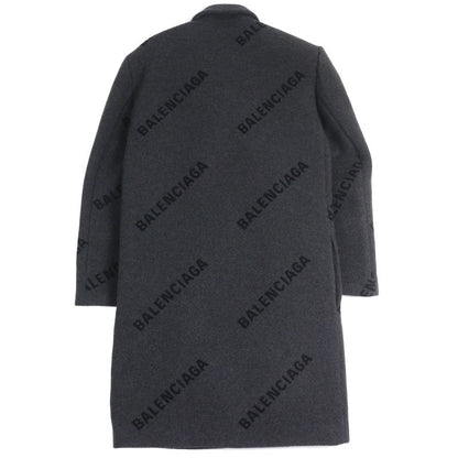 Balenciaga 595272 Shifted COAT 100% Cashmere Long Coat With Logo Pattern