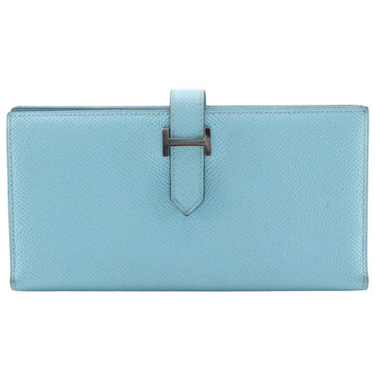 Hermes Bearn Souffle Vaux Epson Light Blue A Ladies Long Wallet