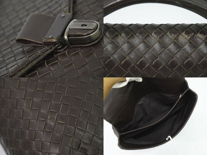 Authentic Bottega Veneta Intrecciato Business Bag Handbag Leather Brown