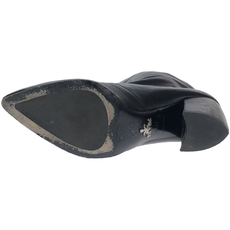 Prada Short Western Heel Boots Black 37 1 2